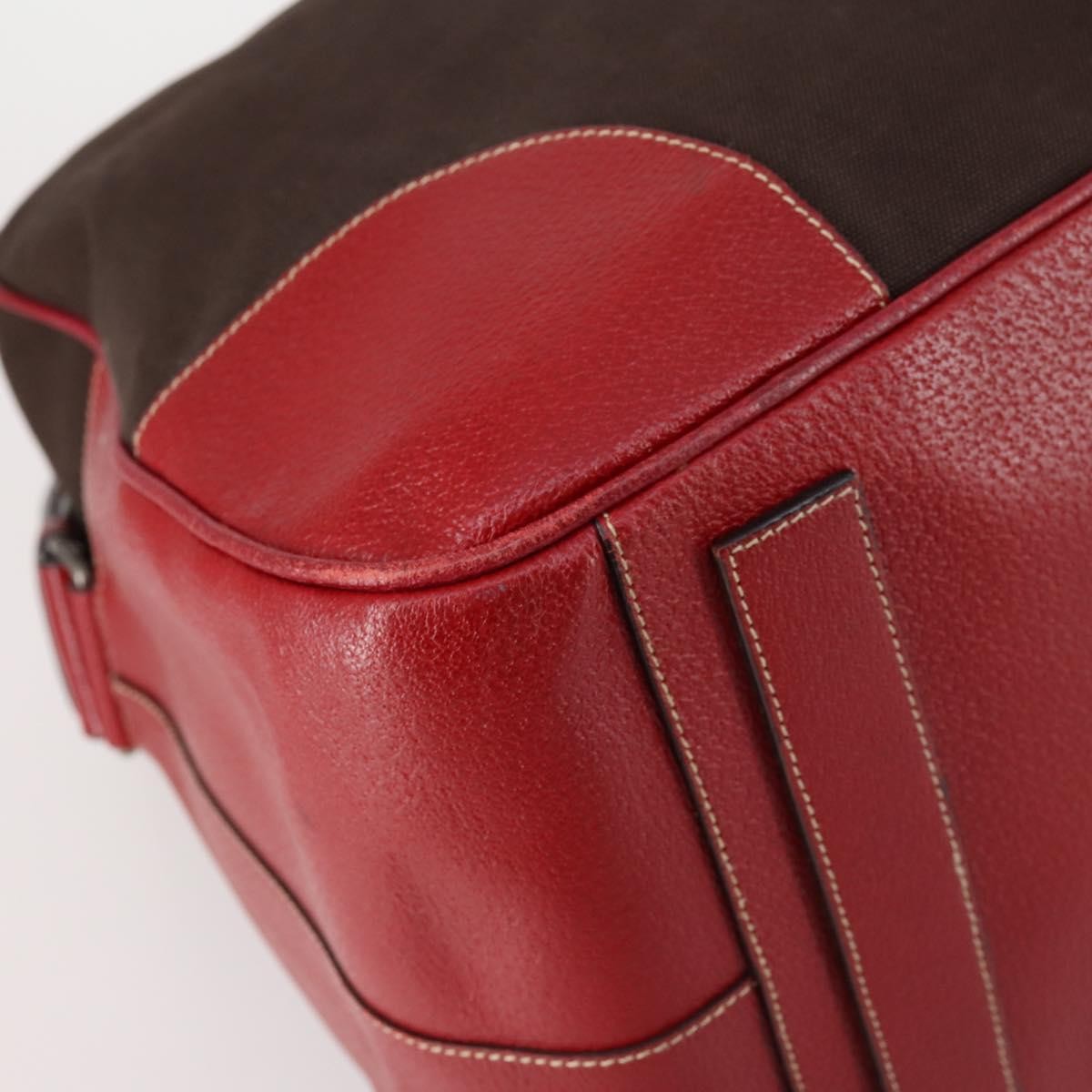 Prada Bowler Bag Canvas with Leather, BROWN, CANVAS, Travel bag