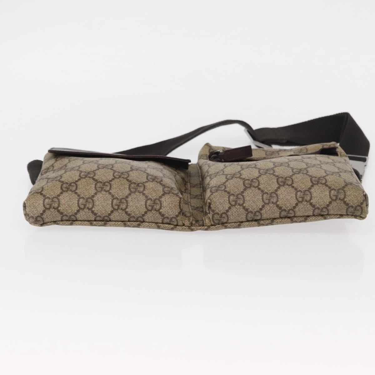 Gucci Vintage Double Belt Bag GG Canvas with Leather, BEIGE, CANVAS, Clutche & pouche