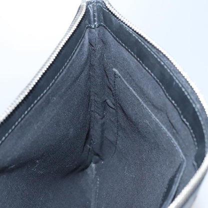 Balenciaga Navy Zip Pouch Canvas and Leather, BLACK, CANVAS, Clutche & pouche