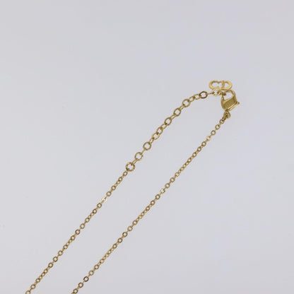Christian Dior Logo Heart Pendant Necklace Metal with Crystal, GOLD, METAL, Necklace