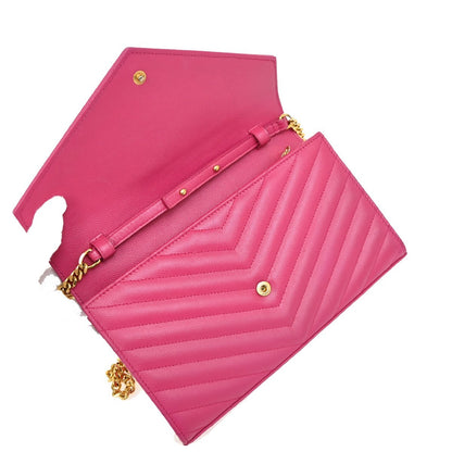 Saint Laurent Cassandra Wallet on Strap leather, PINK, LEATHER, Shoulder bag