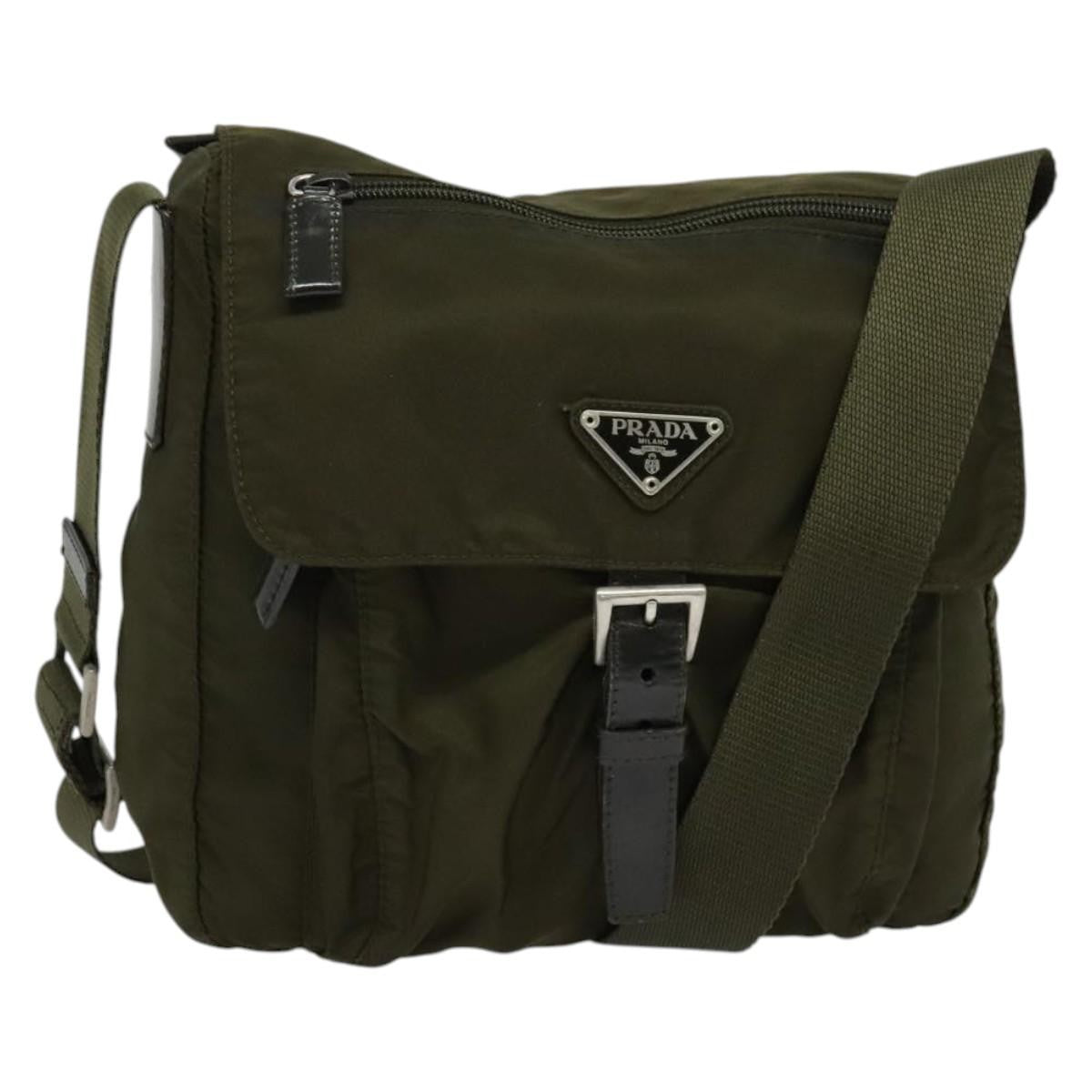 Prada Buckle Messenger Bag Tessuto, KHAKI, NYLON, Shoulder bag
