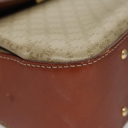 Celine Vintage Convertible Top Handle Bag Macadam Coated Canvas, BEIGE, CANVAS, Handbag