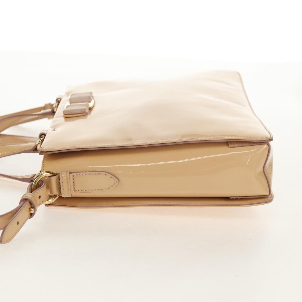 Salvatore Ferragamo Convertible Vara Bow Tote Patent Leather, BEIGE, PATENT_LEATHER, Tote bag