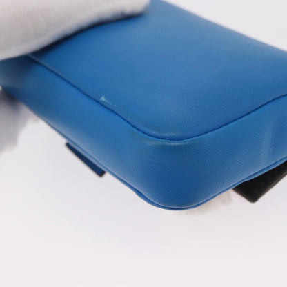 Fendi Monster Baguette Leather and Fur, BLUE, LEATHER, Handbag