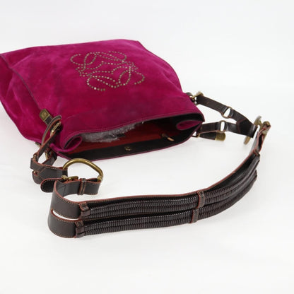 Loewe Anagram Shoulder Bag Suede, PURPLE, SUEDE, Shoulder bag