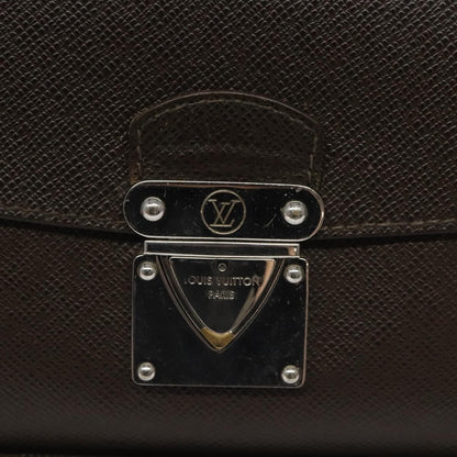 Louis Vuitton Belaia Clutch Taiga Leather, BROWN, LEATHER, Clutche & pouche