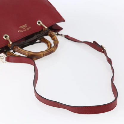 Gucci Bamboo Shopper Tote Leather, RED, LEATHER, Tote bag