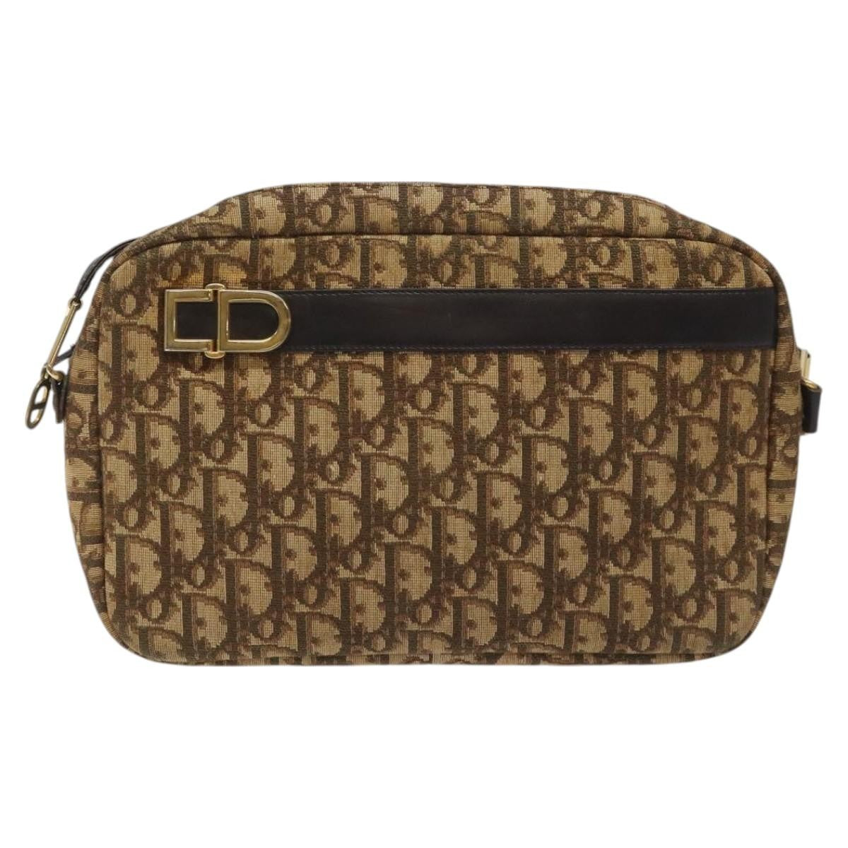 Christian Dior Vintage Trotter Shoulder Bag Canvas, BROWN, CANVAS, Shoulder bag