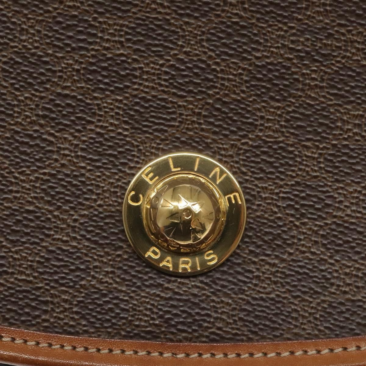 Celine Macadam Shoulder Bag PVC Leather, BROWN, CANVAS, Shoulder bag