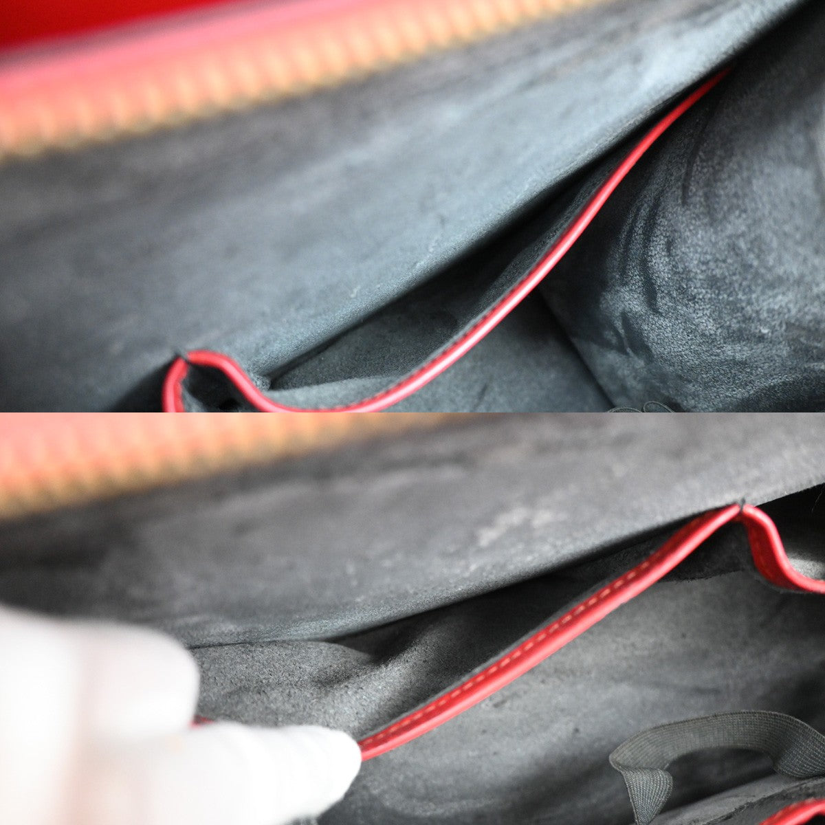 Louis Vuitton Riviera Handbag Epi Leather, RED, LEATHER, Handbag