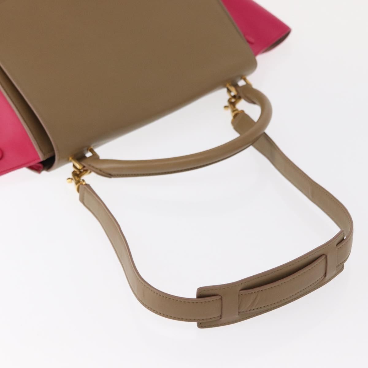 Celine Bicolor Trapeze Bag Leather, BEIGE, LEATHER, Handbag