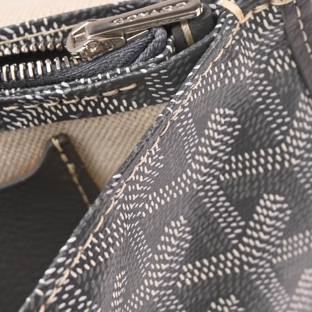 Goyard Plumet Clutch Wallet Coated Canvas, GRAY, CANVAS, Shoulder bag