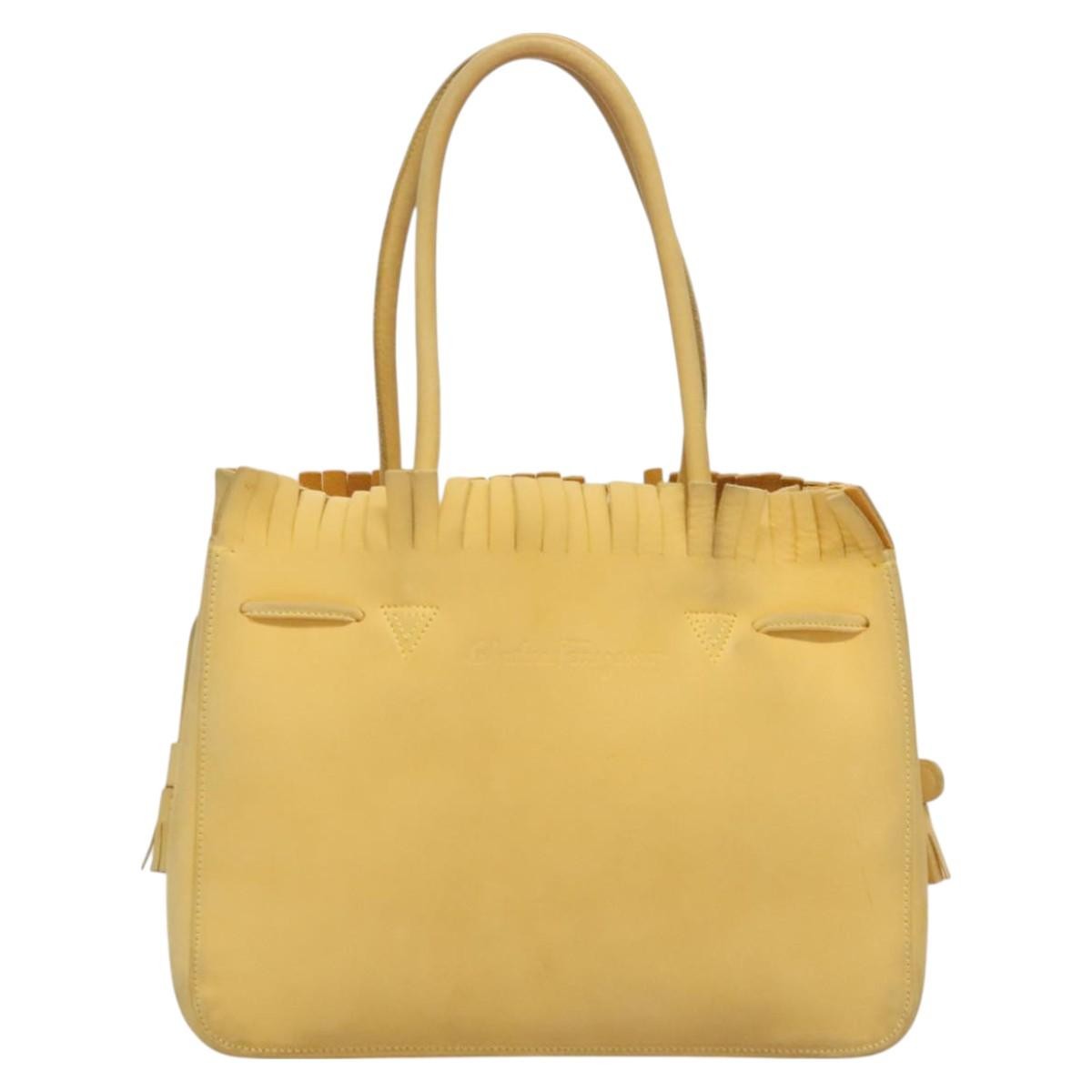 Salvatore Ferragamo Vintage Tote bag Suede, YELLOW, SUEDE, Tote bag