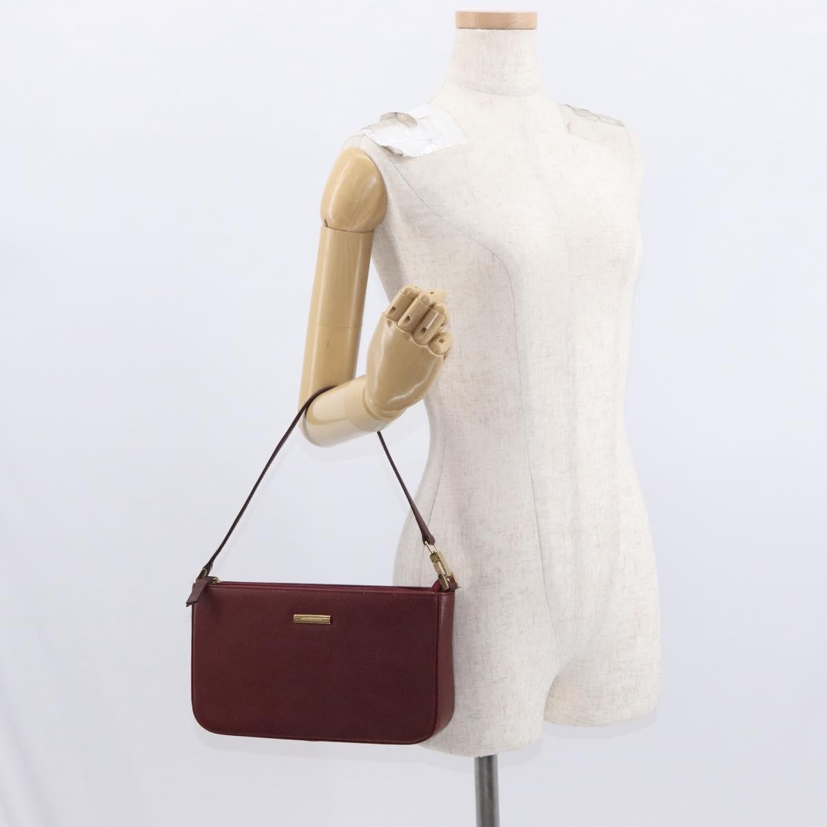 Burberry Vintage Shoulder Bag Leather, BURGUNDY, LEATHER, Shoulder bag