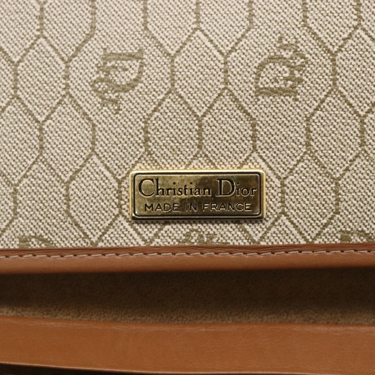 Christian Dior Vintage Honeycomb chain Canvas, BEIGE, CANVAS, Shoulder bag