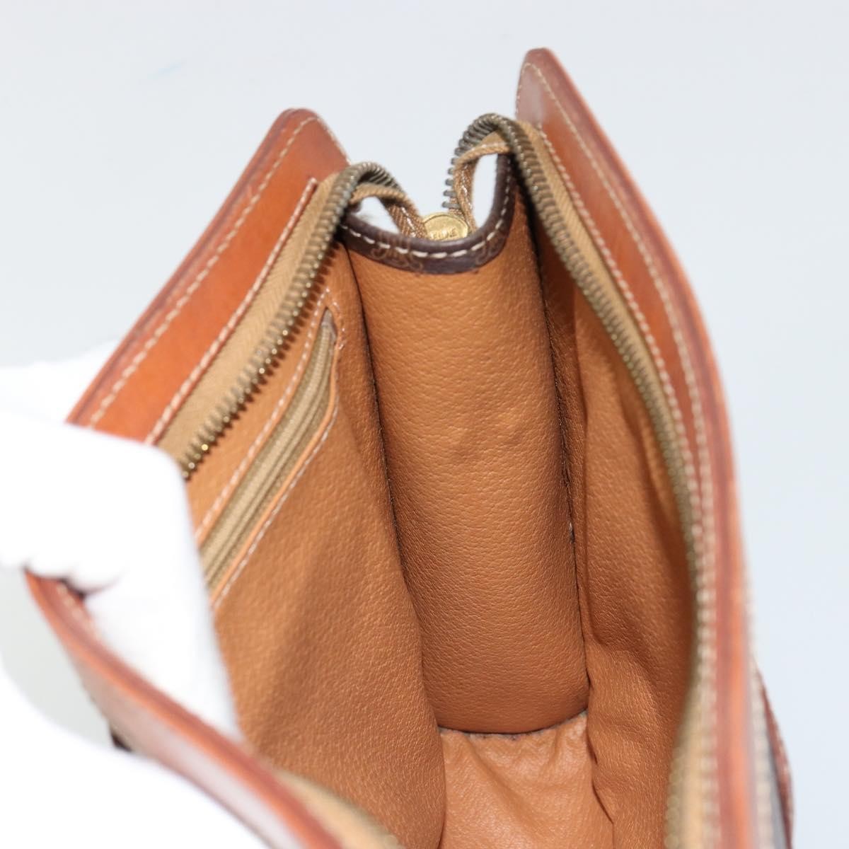 Celine Logo Triomphe Pouch Canvas and leather, Brown, Canvas, Clutch