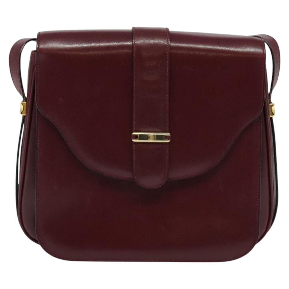 Bally Vintage Shoulder Bag Leather, BURGUNDY, LEATHER, Shoulder bag
