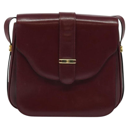 Bally Vintage Shoulder Bag Leather, BURGUNDY, LEATHER, Shoulder bag