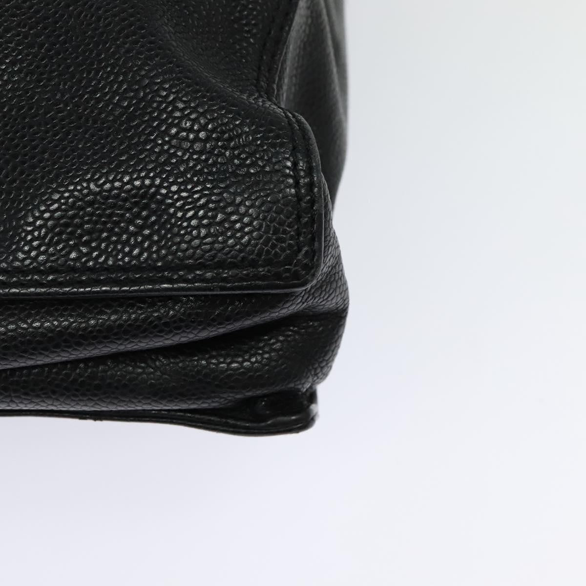 Chanel Vintage Wooden Ring Tote Caviar, BLACK, LEATHER, Tote bag