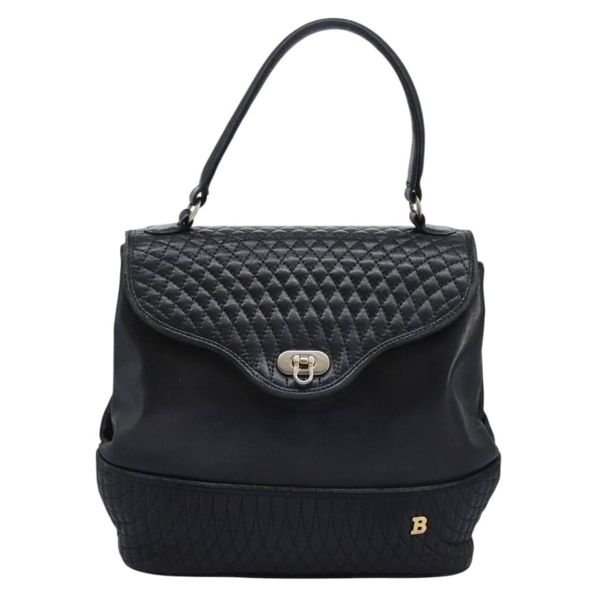 Bally Vintage Handbag Quilted Leather, Black, Leather, Handbag