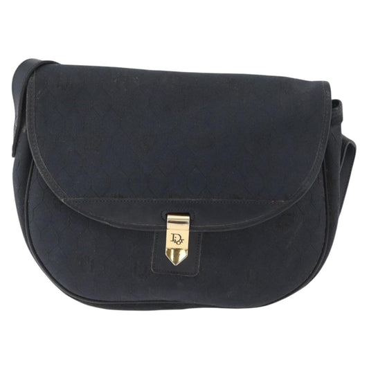 Christian Dior Vintage Honeycomb Flap Crossbody Bag Canvas and Leather, BLACK, CANVAS, Shoulder bag
