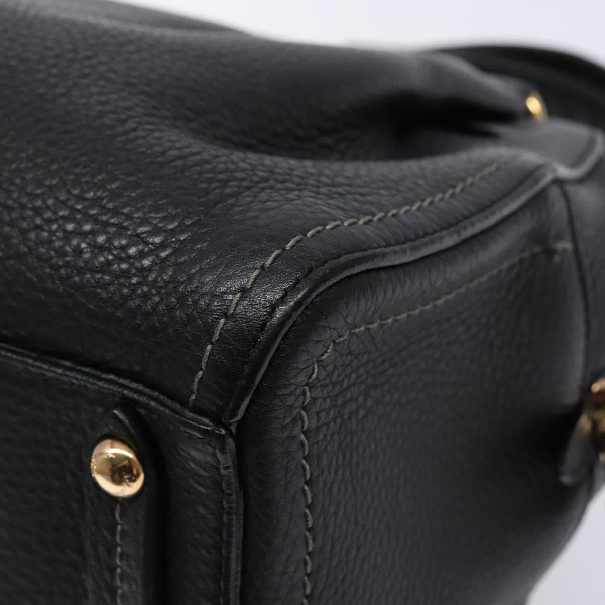 Salvatore Ferragamo Gancini handbag Leather, BLACK, LEATHER, Handbag