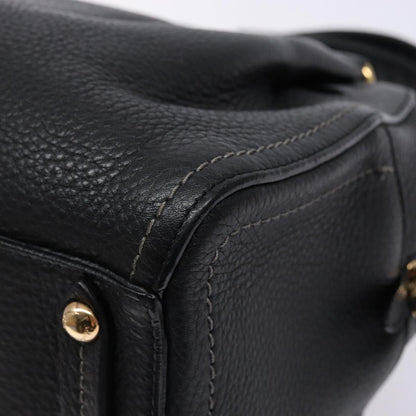 Salvatore Ferragamo Gancini handbag Leather, BLACK, LEATHER, Handbag