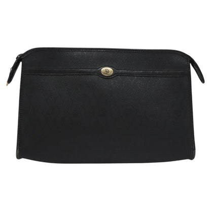 Christian Dior Vintage Honeycomb Zip Pouch Coated Canvas, BLACK, CANVAS, Clutche & pouche