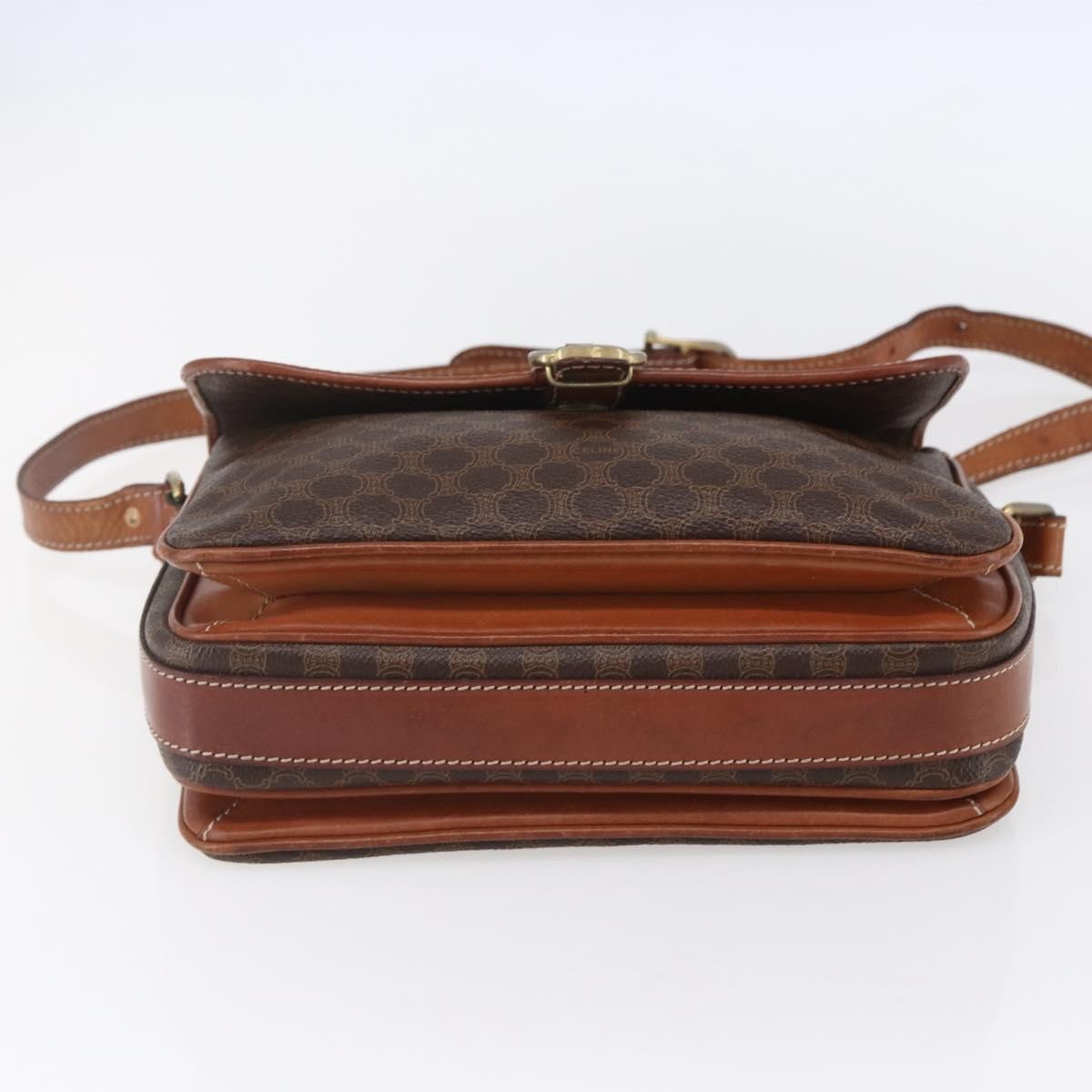 Celine Vintage Macadam Shoulder Bag Canvas and Leather, BROWN, CANVAS, Shoulder bag