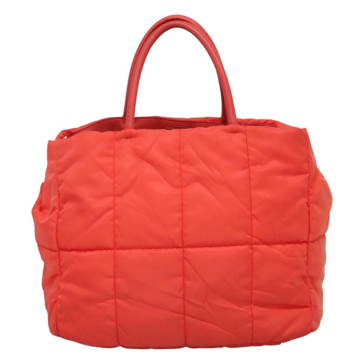 Prada Convertible Tote Quilted Tessuto, ORANGE, NYLON, Handbag