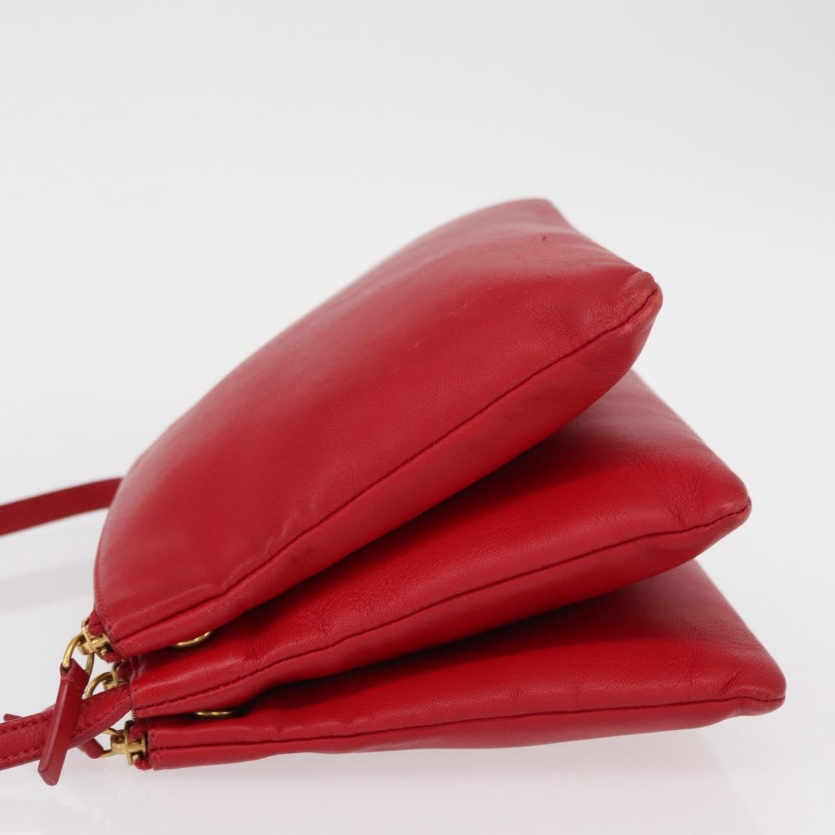 Celine Trio Crossbody Bag Leather, RED, LEATHER, Shoulder bag