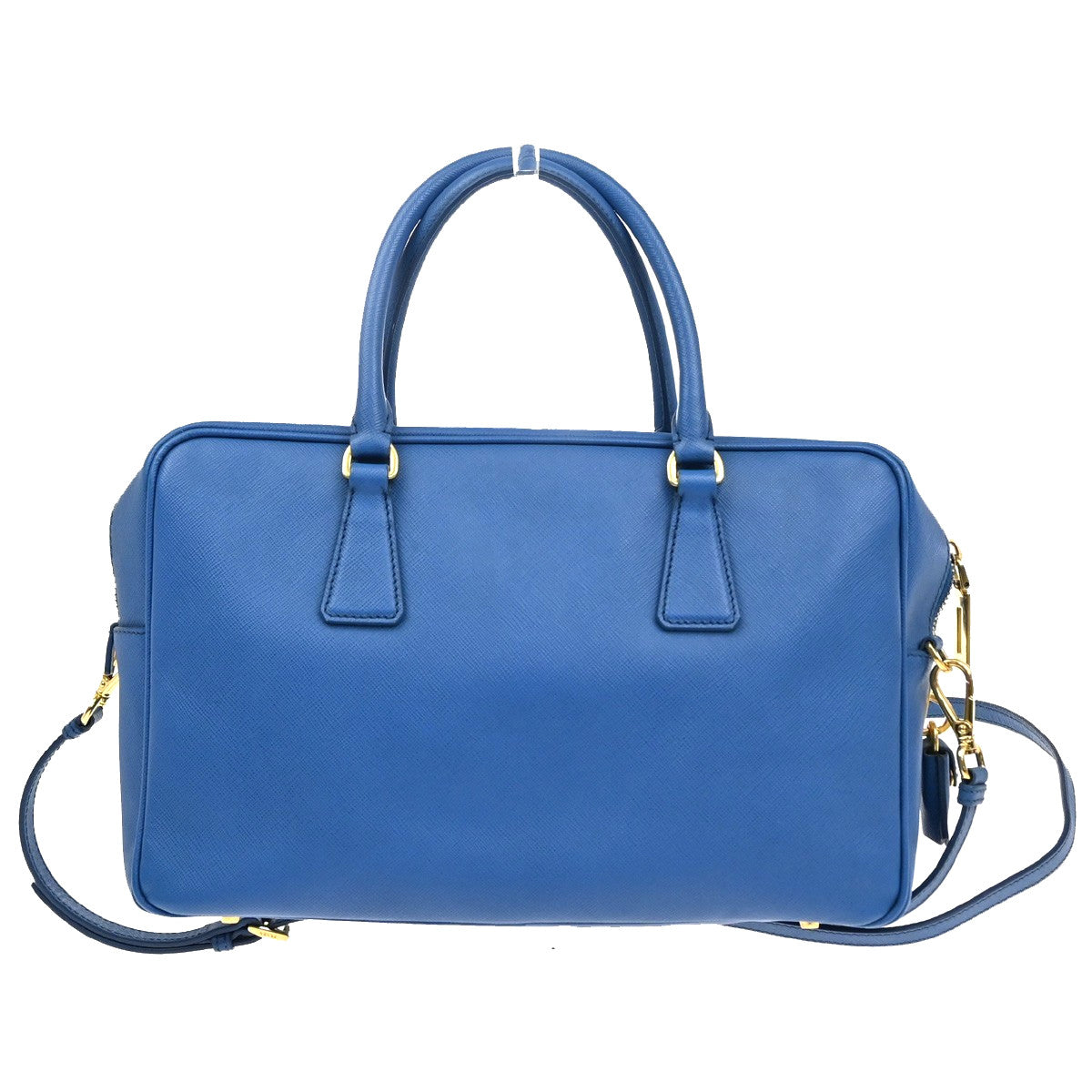 Prada Bauletto Bag Saffiano Leather, BLUE, LEATHER, Handbag