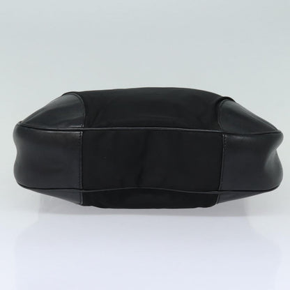 Prada Zip Hobo Tessuto with Leather, BLACK, NYLON, Shoulder bag