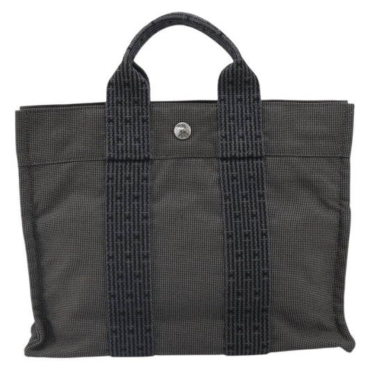 Hermes Fourre-tout Herline Canvas, GRAY, CANVAS, Tote bag