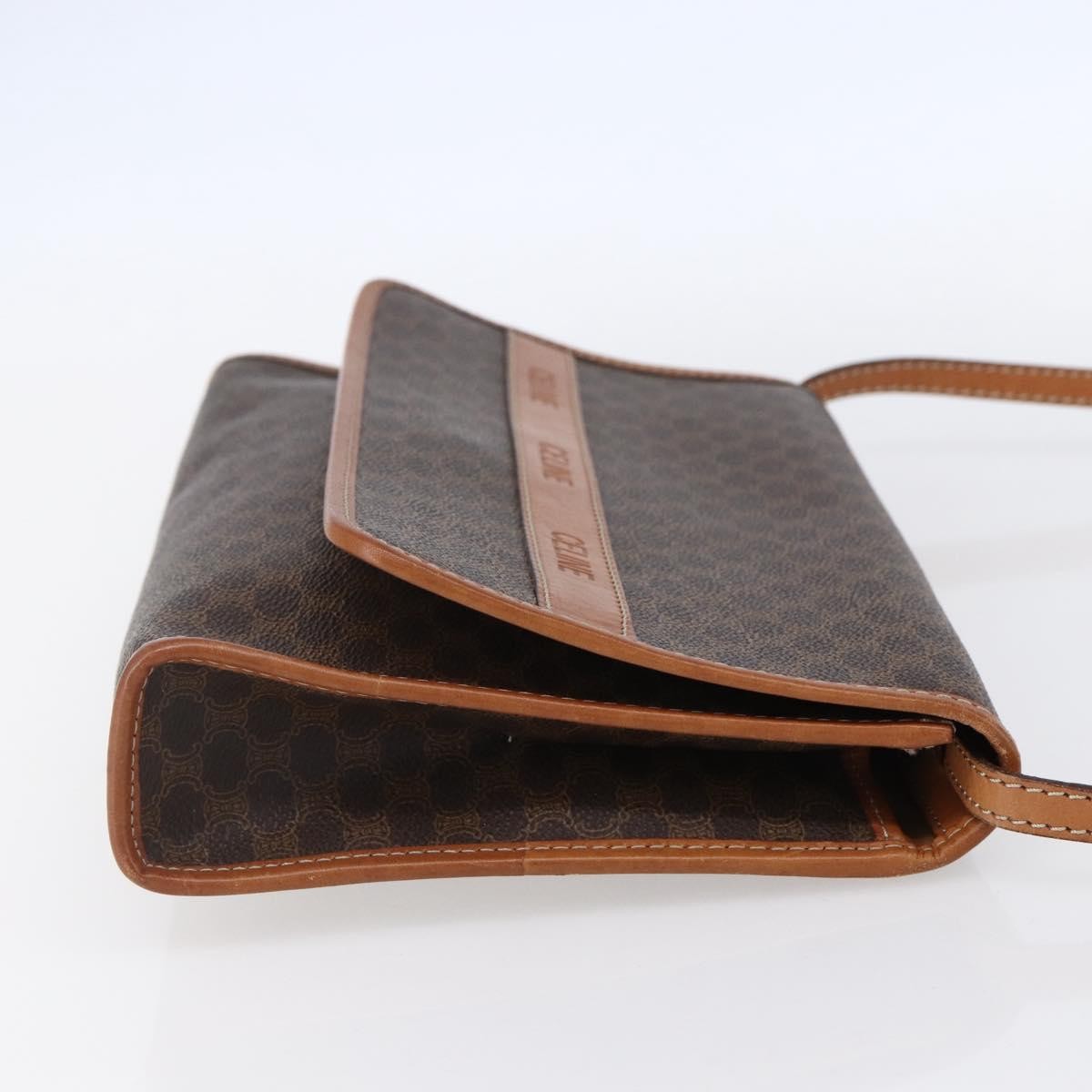 Celine Vintage Macadam Shoulder Bag Canvas and Leather, BROWN, PVC, Shoulder bag