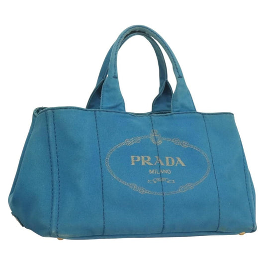 Prada Canapa Convertible Tote Canvas, BLUE, CANVAS, Tote bag