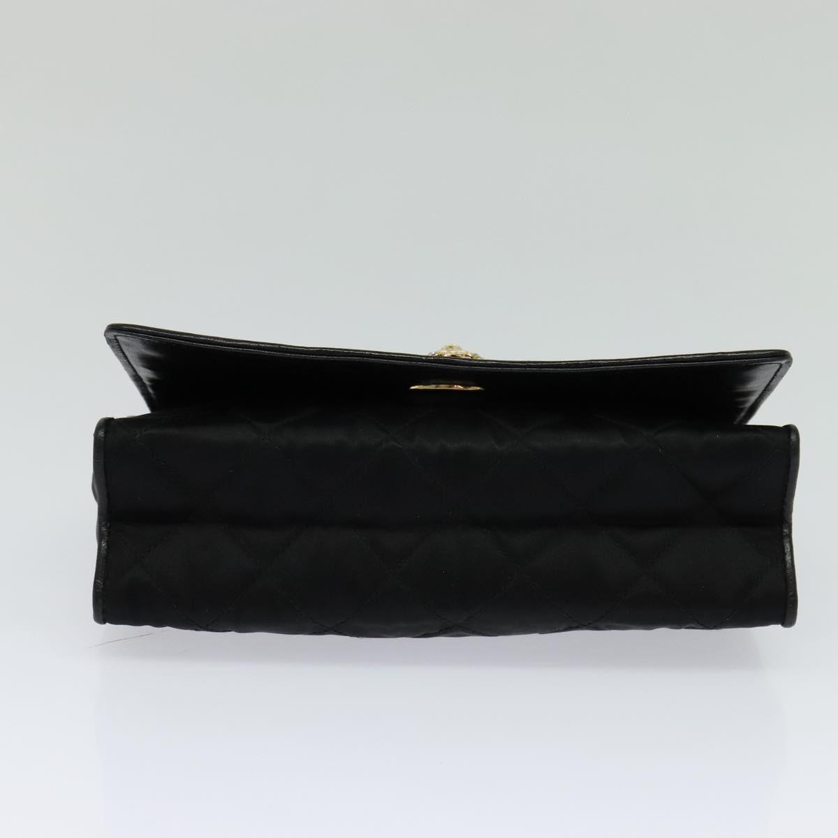 Chanel Chain Shoulder Bag Silk, BLACK, SATIN, Shoulder bag