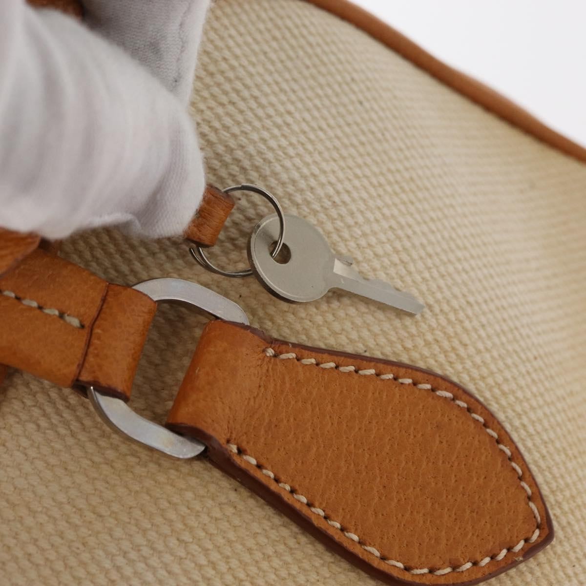 Prada Bowler Bag Canvas with Leather, BEIGE, CANVAS, Handbag