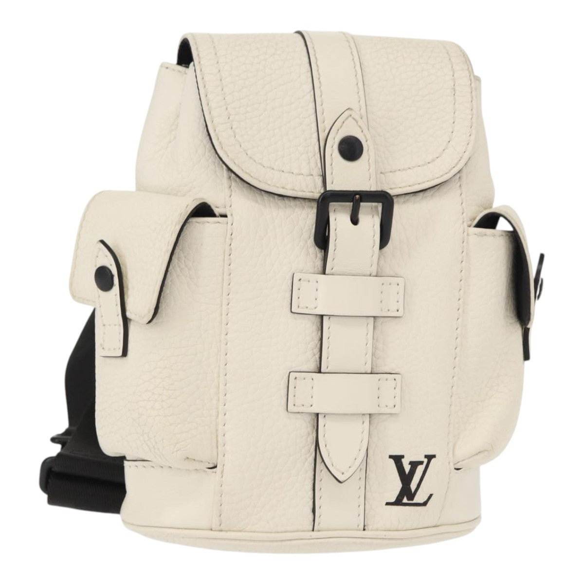 Louis Vuitton Christopher Backpack Taurillon Leather, WHITE, LEATHER, Shoulder bag
