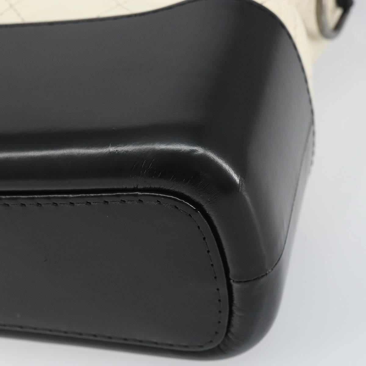 Chanel Bicolor Gabrielle Hobo Quilted Aged Calfskin, WHITE, LEATHER, Shoulder bag