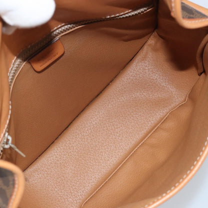 Celine Vintage Macadam Shoulder Bag Canvas and Leather, BROWN, CANVAS, Shoulder bag