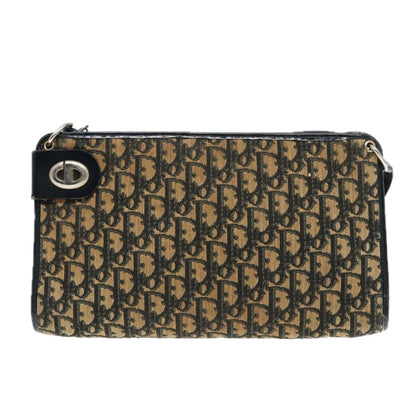 Christian Dior Vintage Trotter Shoulder Bag Canvas, NAVY, CANVAS, Shoulder bag