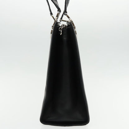 Salvatore Ferragamo Gancini Shoulder Bag Leather, BLACK, LEATHER, Tote bag