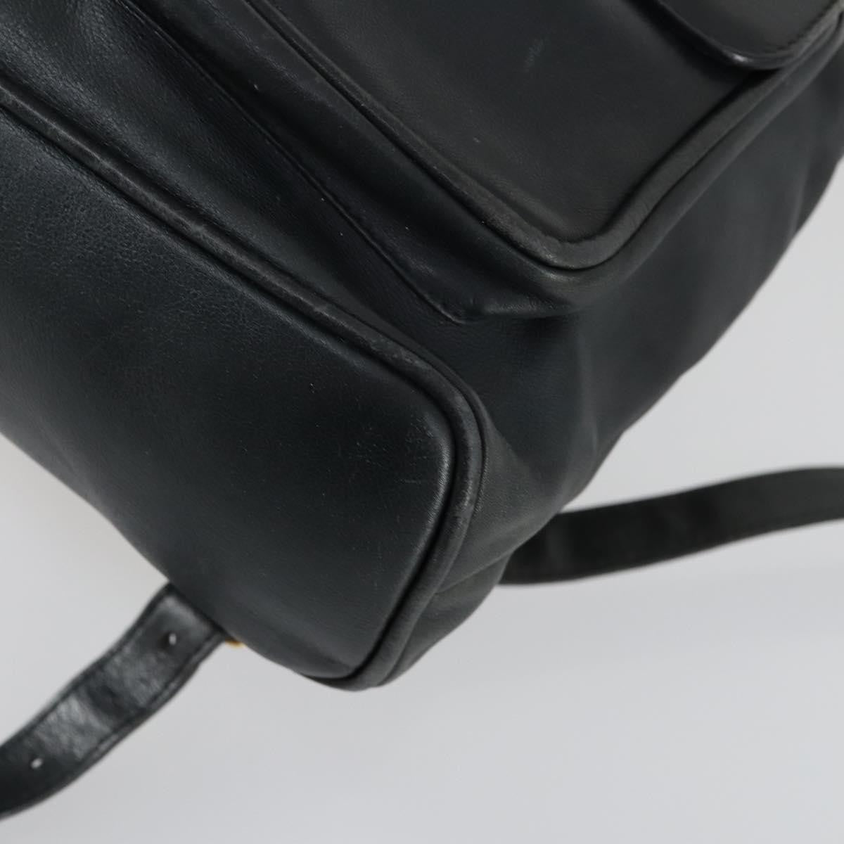 Gucci Vintage Bamboo Backpack Leather, BLACK, LEATHER, Backpack