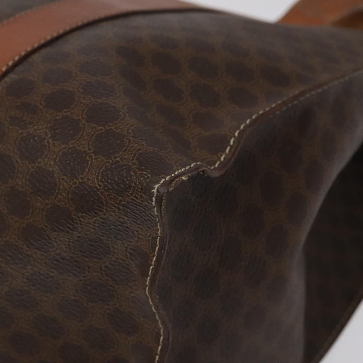 Celine Vintage Macadam Handbag Leather, BROWN, LEATHER, Handbag