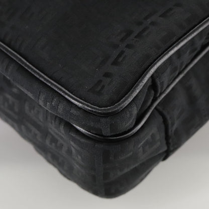 Fendi Convertible Pushlock Flap Satchel Zucca Canvas and Leather, BLACK, CANVAS, Briefcase