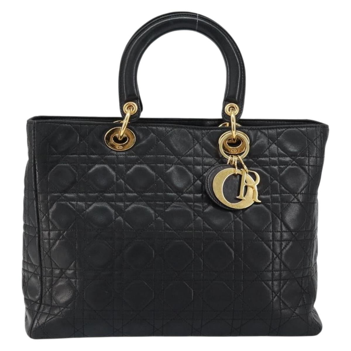 Christian Dior Vintage Lady Dior Bag Cannage Quilt Lambskin, BLACK, LEATHER, Handbag