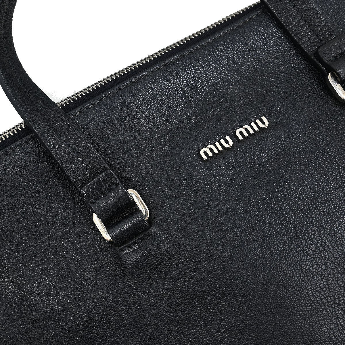 Miu Miu Tote bag Nylon, BLACK, LEATHER, Handbag