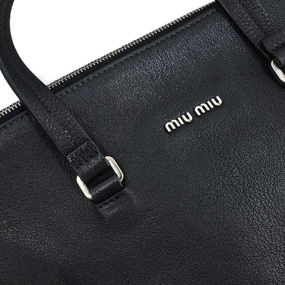 Miu Miu Tote bag Nylon, BLACK, LEATHER, Handbag